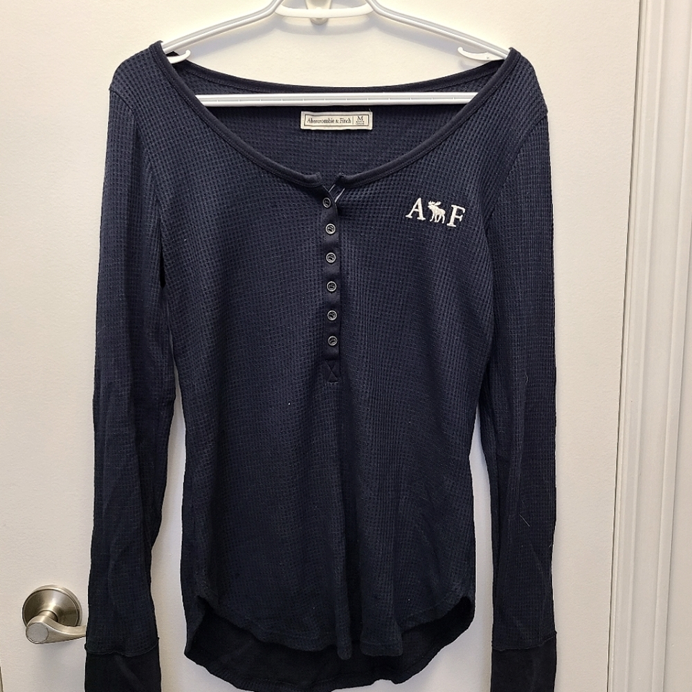 Abercrombie & Fitch Navy Henley sweater